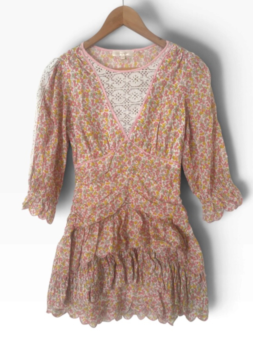 LoveShackFancy Floral Cotton Marquise Dress - Size 00 - Picture 2 of 4